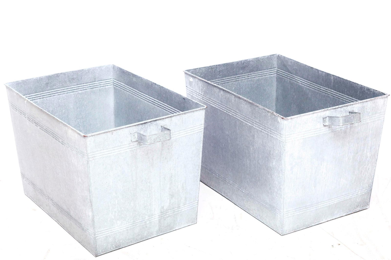 Pair of galvanized zinc bins (1 of 2)