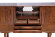 Vintage sliding door walnut sideboard with cocktail
