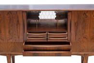 Vintage sliding door walnut sideboard with cocktail