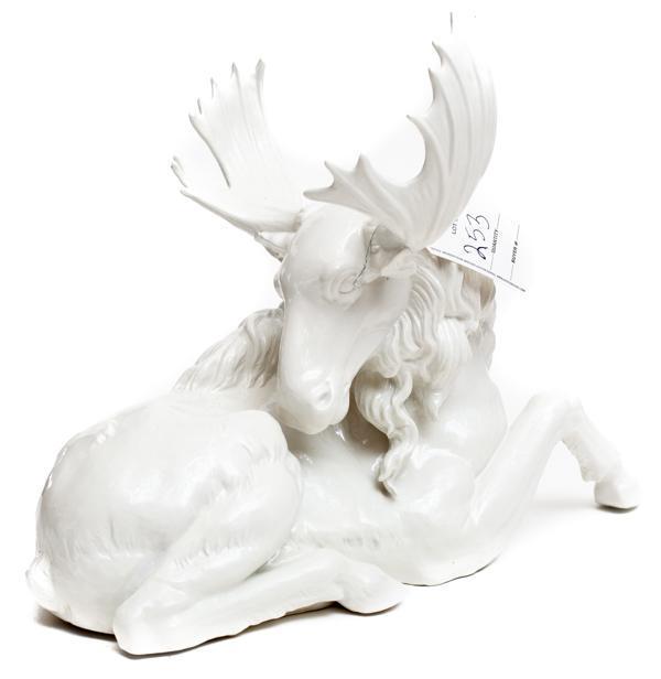 Decorative porcelain moose figure: 16.5" tall x 22.5" long