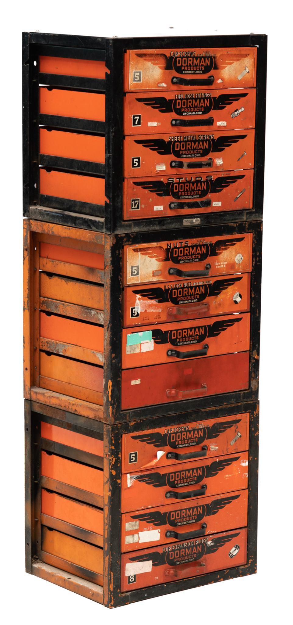 Set of 3 stacked metal tool chests by Dorman: 49.5" tall x 17.5" wide x 13" deep