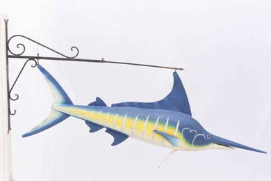 Painted metal swordfish wall mount