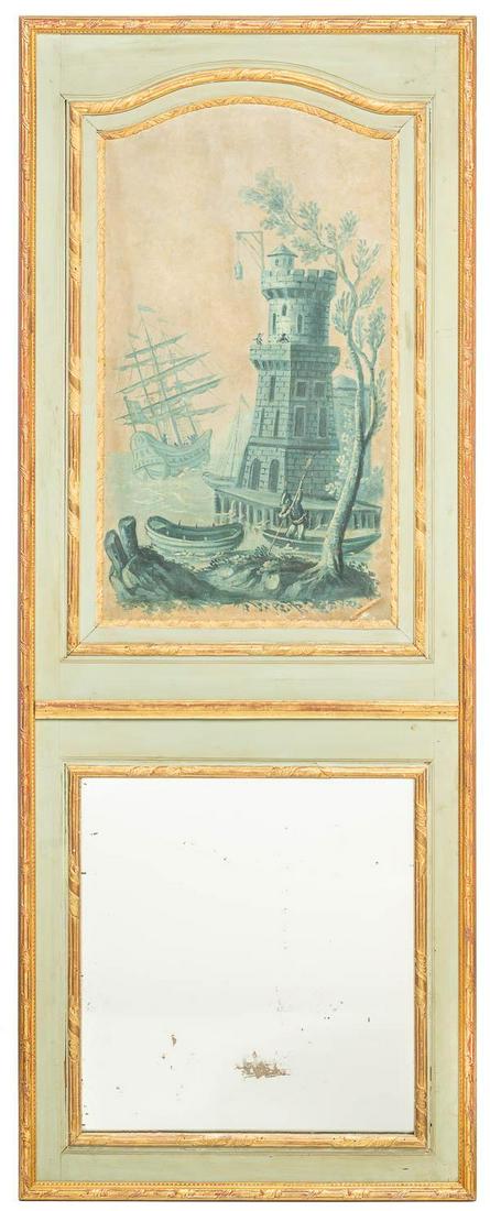 Painted Renaissance scene framed with re-purposed door: 79" tall x 31" wide Provenance: The Estate of Danny Spear/Land of Was Antiques