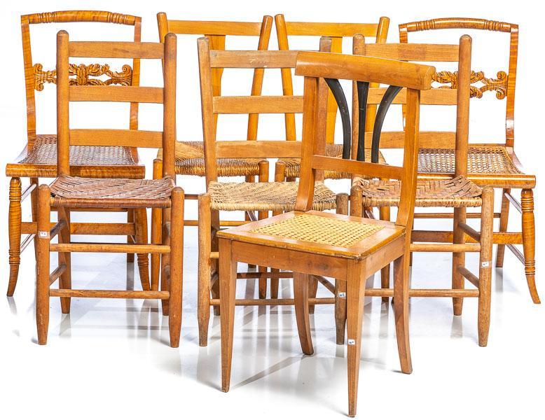 Lot of 8 assorted dining chairs including cane & rush (1 of 4)