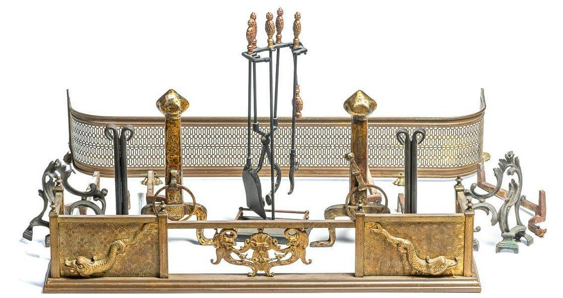Set of fireplace accessories including guards and a (1 of 4)