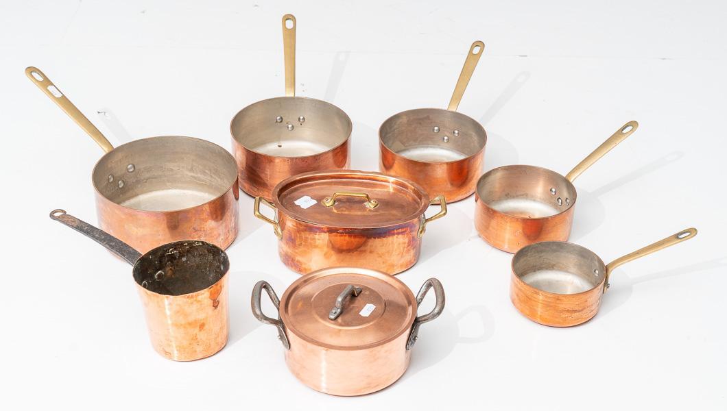 Lot of 8 French copper cookware (1 of 3)