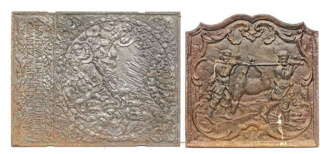 Pair of cast iron relief fireplace plaques (1 of 3)