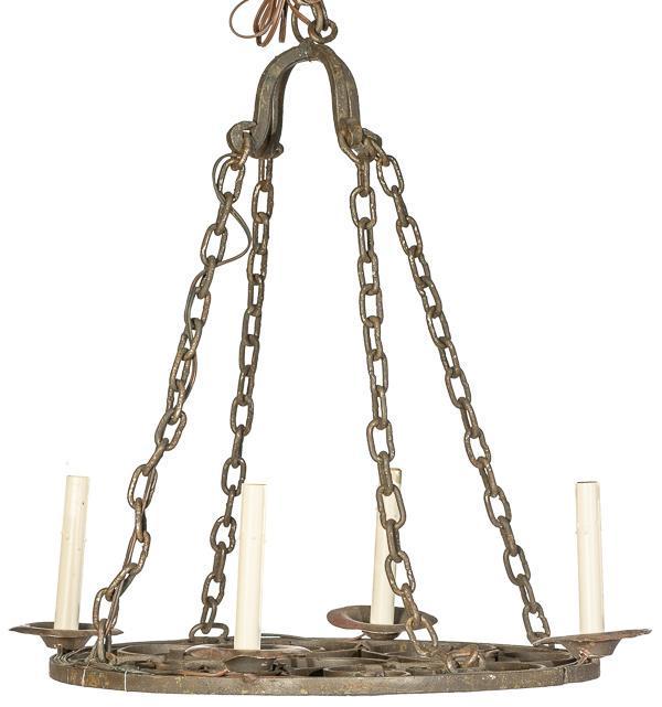 Wrought iron Spanish Revival-style chandelier (1 of 5)