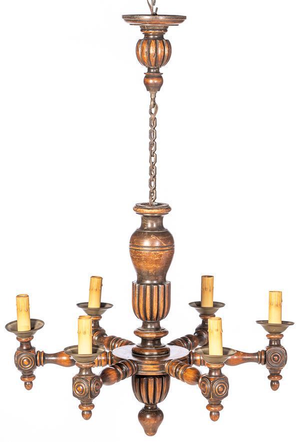 Classic-style 6-light chandelier: 25" tall x 30" wide Provenance: The Estate of Danny Spear/Land of Was Antiques