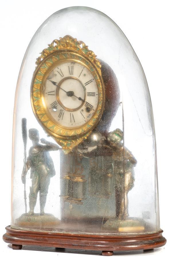 Ansonia "Crystal Palace No.1 Extra" Clock, Circa 1875: Ansonia "Crystal Palace No.1 Extra" Clock with Dome, Circa 1875, H.J. Davies Patent 20" tall, 14.5" wide, 7.25" deep