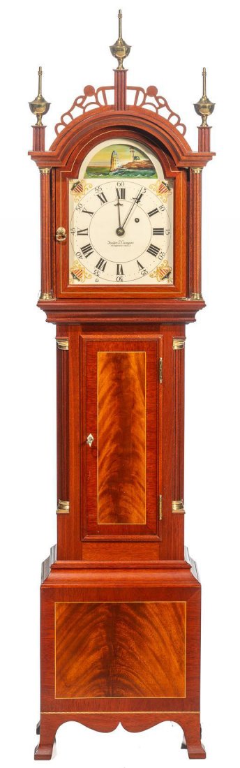 "Foster Campos" Rocking Ship Granddaughter Clock: Long Pendulum "Foster Campos" Rocking Ship Granddaughter Clock 51" tall, 12" wide, 6.25" deep
