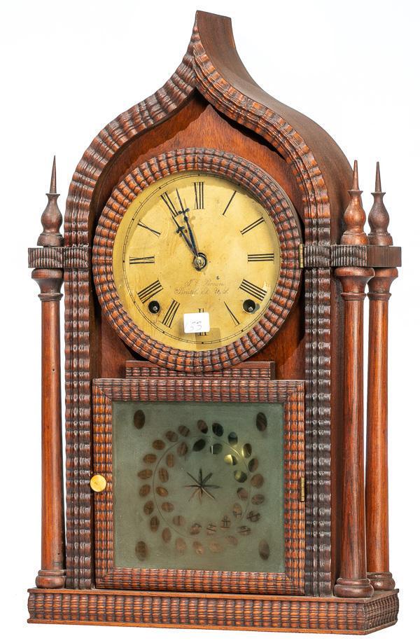J.C. Brown Gothic Ripple Clock, Circa 1850: J.C. Brown Gothic Ripple Clock, Circa 1850 20" tall, 11.75" wide, 3.75" deep