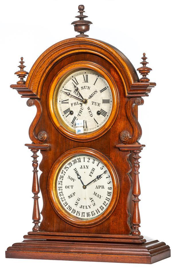 E.N. Welch "Wagner B.W." & B.B. Lewis Calendar Clock,: E.N. Welch "Wagner B.W." & B.B. Lewis Calendar Clock, Circa 1878 27" tall, 16" wide, 5.75" deep