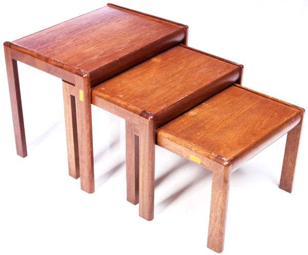Set of 3 Retro Teak Nesting Tables: 18" tall x 22" long x 16" deep