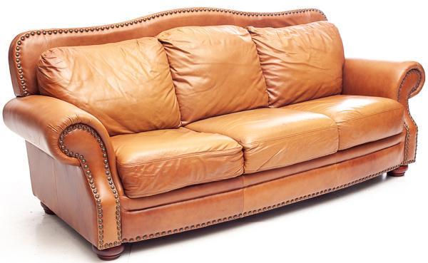 Leather Upholstered Sofa: 39" tall x 92" long x 39" deep