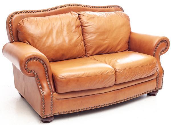 Rustic Leather Upholstered Loveseat: 39" tall x 71" long x 37" deep