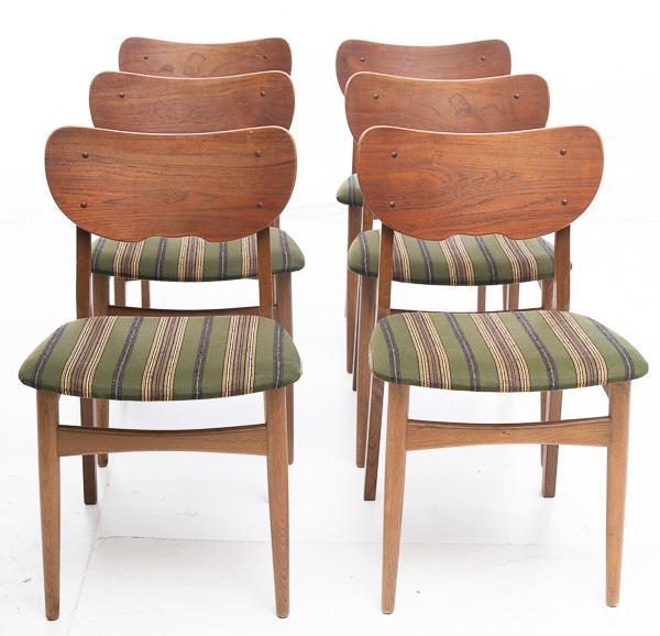 Set of 6 Retro Teak Dining Chairs: 30" tall x 19" wide