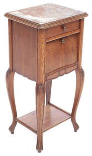 19th Century Louis XV-style Oak Nightstand: 34.5" tall x 17" wide x 14" deep