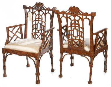 Pair of Chinoiserie Chippendale-style Chairs