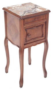 Marble and Oak Nightstand: 33" tall x 14.5" wide x 14.5" deep