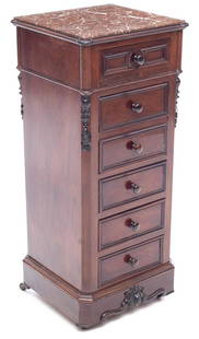 Napoleon III Period Mahogany Chiffonnier, circa 1870: 38.5" tall x 16.5" wide x 15" deep