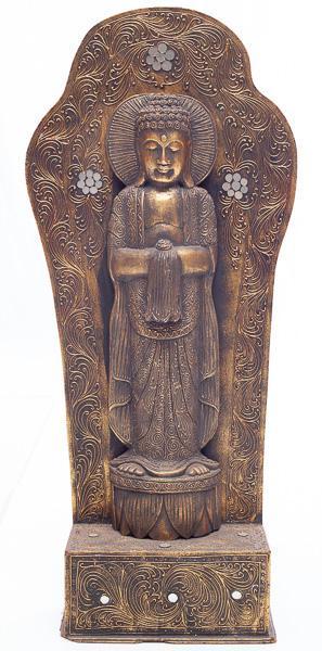 Ornate Wooden and Gilt Bodhisattva Statue: 44" tall x 19.5" wide