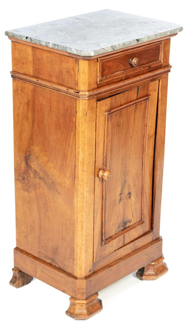 Louis Philippe Period Walnut and Marble Nightstand: 32" tall x 15" wide x 12" deep