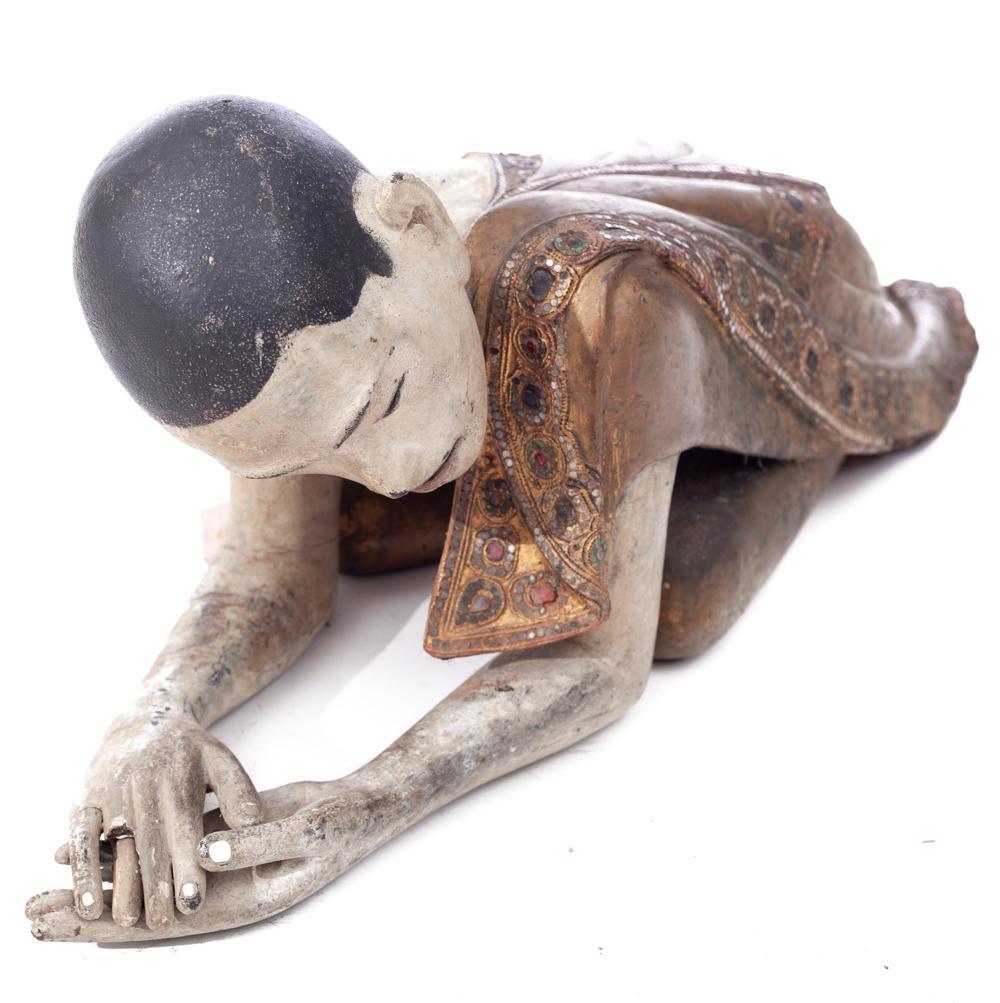 Polychrome Wooden Statue of Praying Figure (1 of 5)