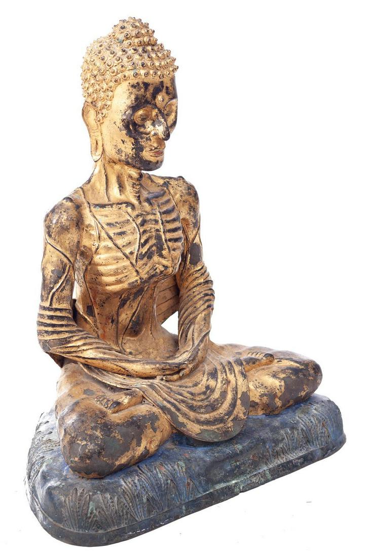 Painted Cast Figure of a Seated Buddha (1 of 4)