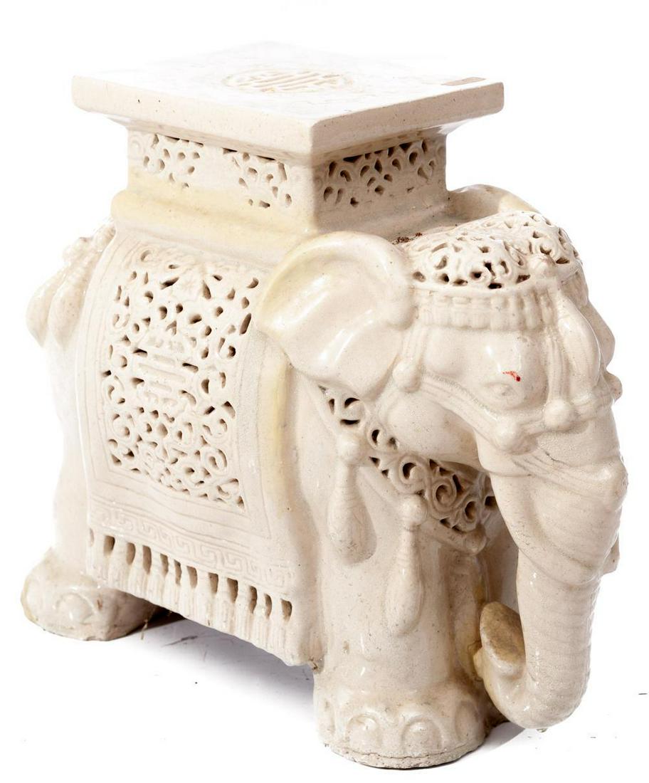 Ceramic Elephant Plant Stand: 17.5" tall x 19" long x 11" wide