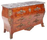 Louis XV-Style Elm and Marble 3-Drawer Commode, circa