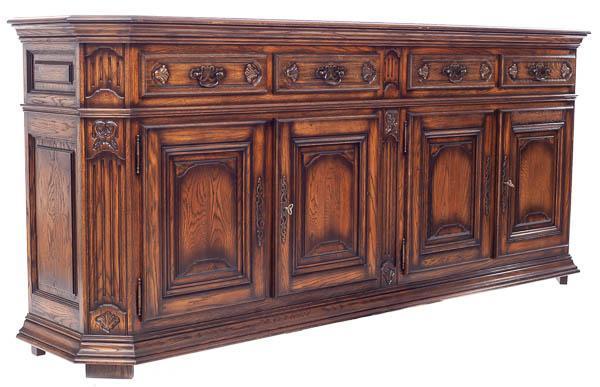 Dark Oak Sideboard with 4-Drawers and 4-Doors: 2 keys 41" tall x 95" long x 19.5" deep