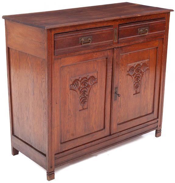 French Provincial-Style Oak 2-Drawer, 2-Door Cupboard (1 of 4)
