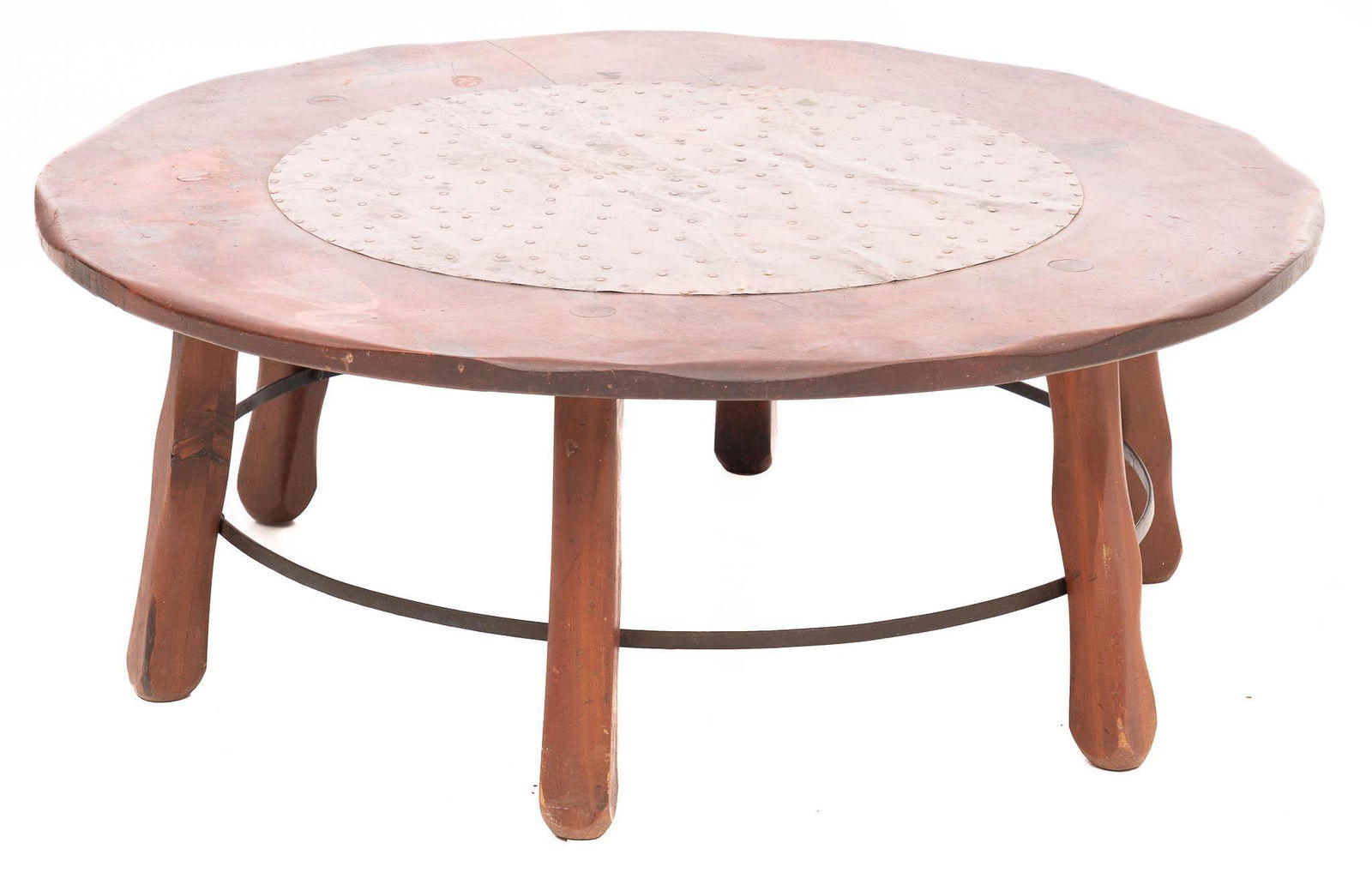 W.R. Dallas Copper and Pine Circular Coffee Table with (1 of 3)