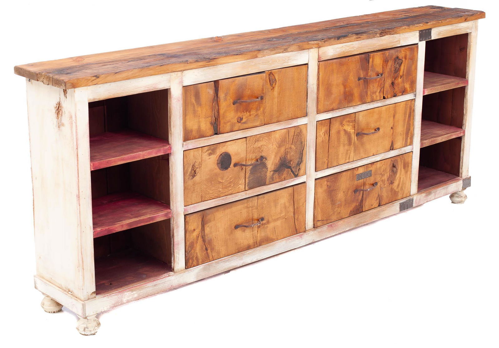 Painted Oak Sideboard with 6-Drawers and Open Shelves (1 of 4)