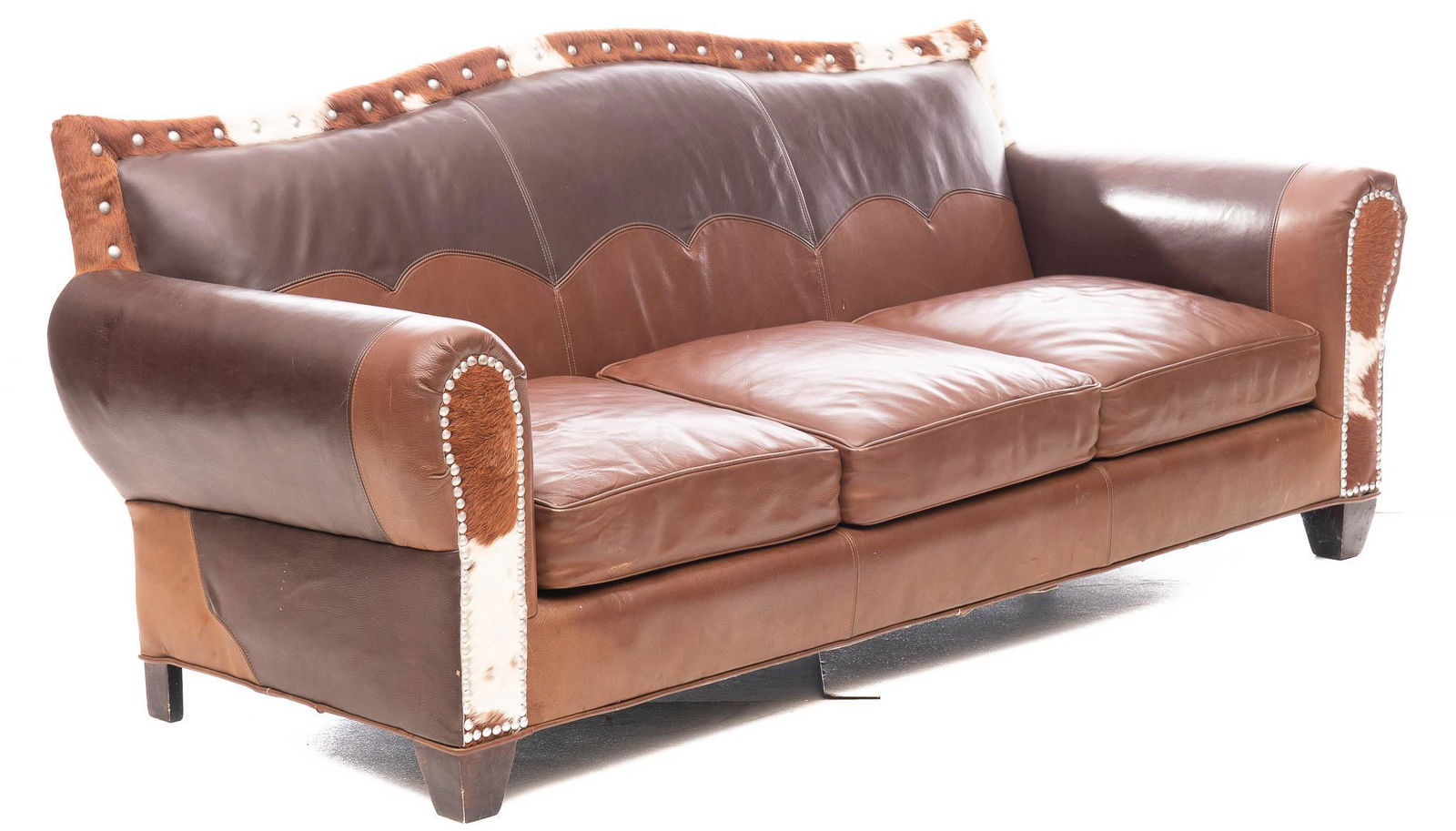 Ranch-Style Leather and Cowhide Sofa (1 of 4)