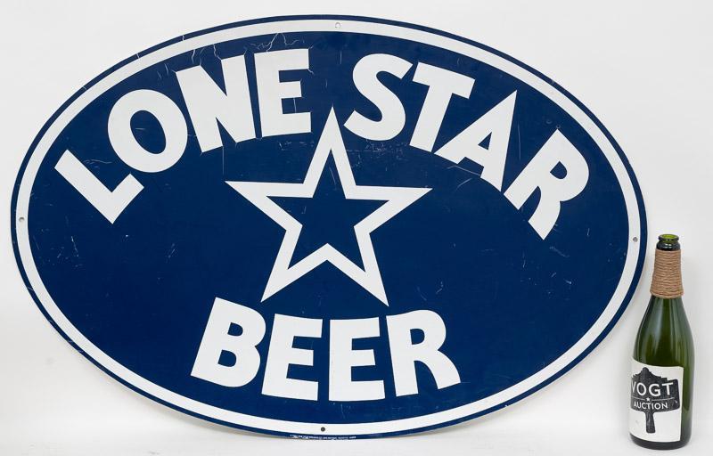 Vintage Enameled Lone Star Beer Blue Oval Sign (1 of 3)