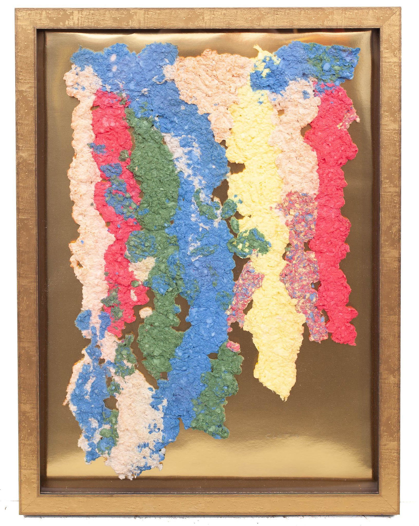 Signed and Framed Abstract Papier-Mache by Brother: 29" tall x 21.5" wide