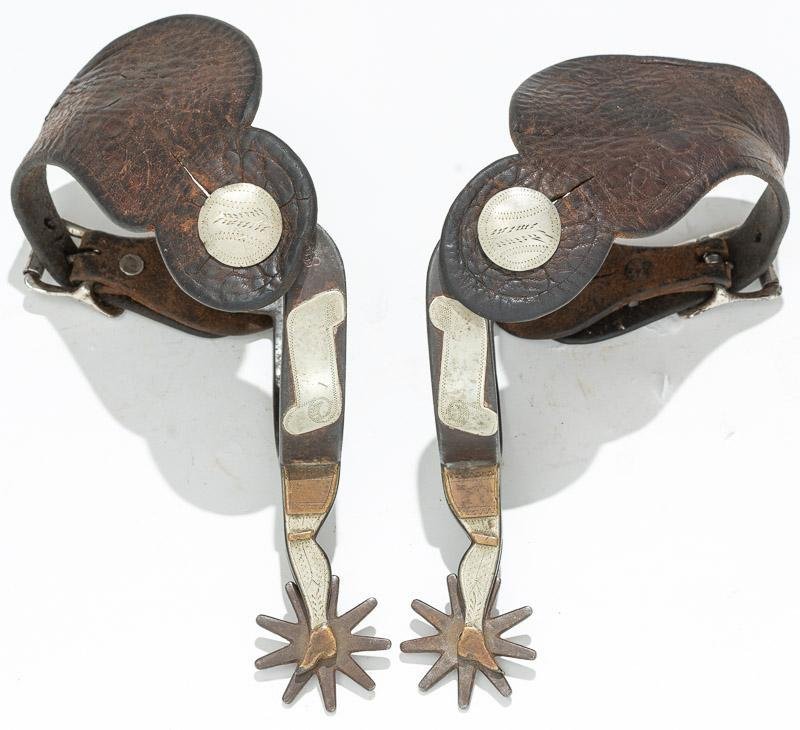 Kelly Bros. Silver and Copper Mounted Gal-Leg Spurs (1 of 5)