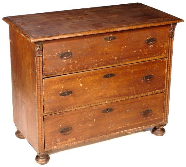 Pine Chest of 3-Drawers, circa 1900 (1 of 4)