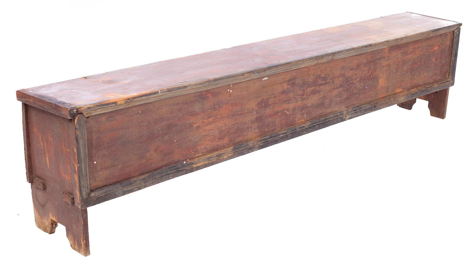 Long Painted Pine Hinged Chest, circa 1900 (1 of 4)