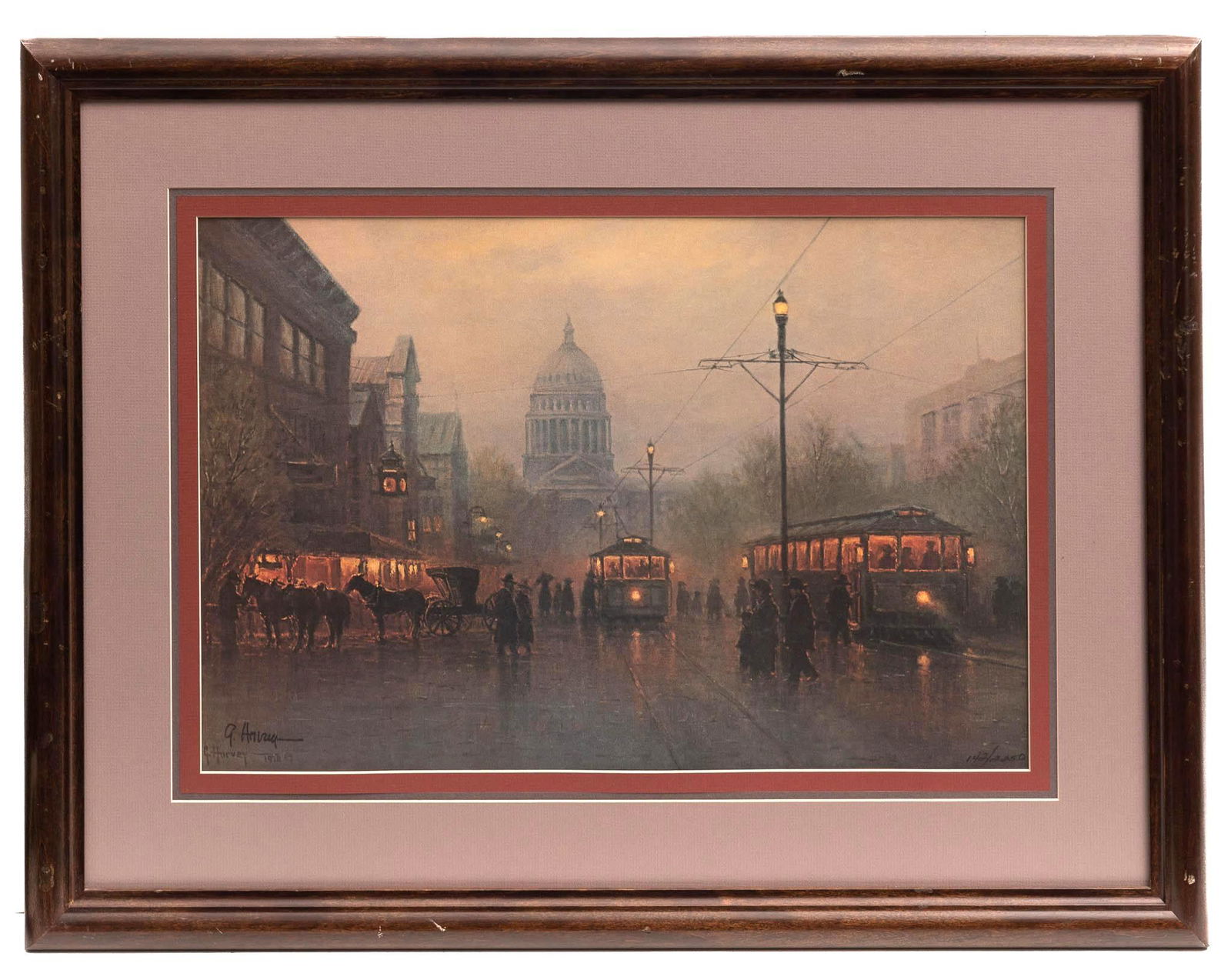 Signed and Framed Print by G. Harvey, "Lights Along the (1 of 3)