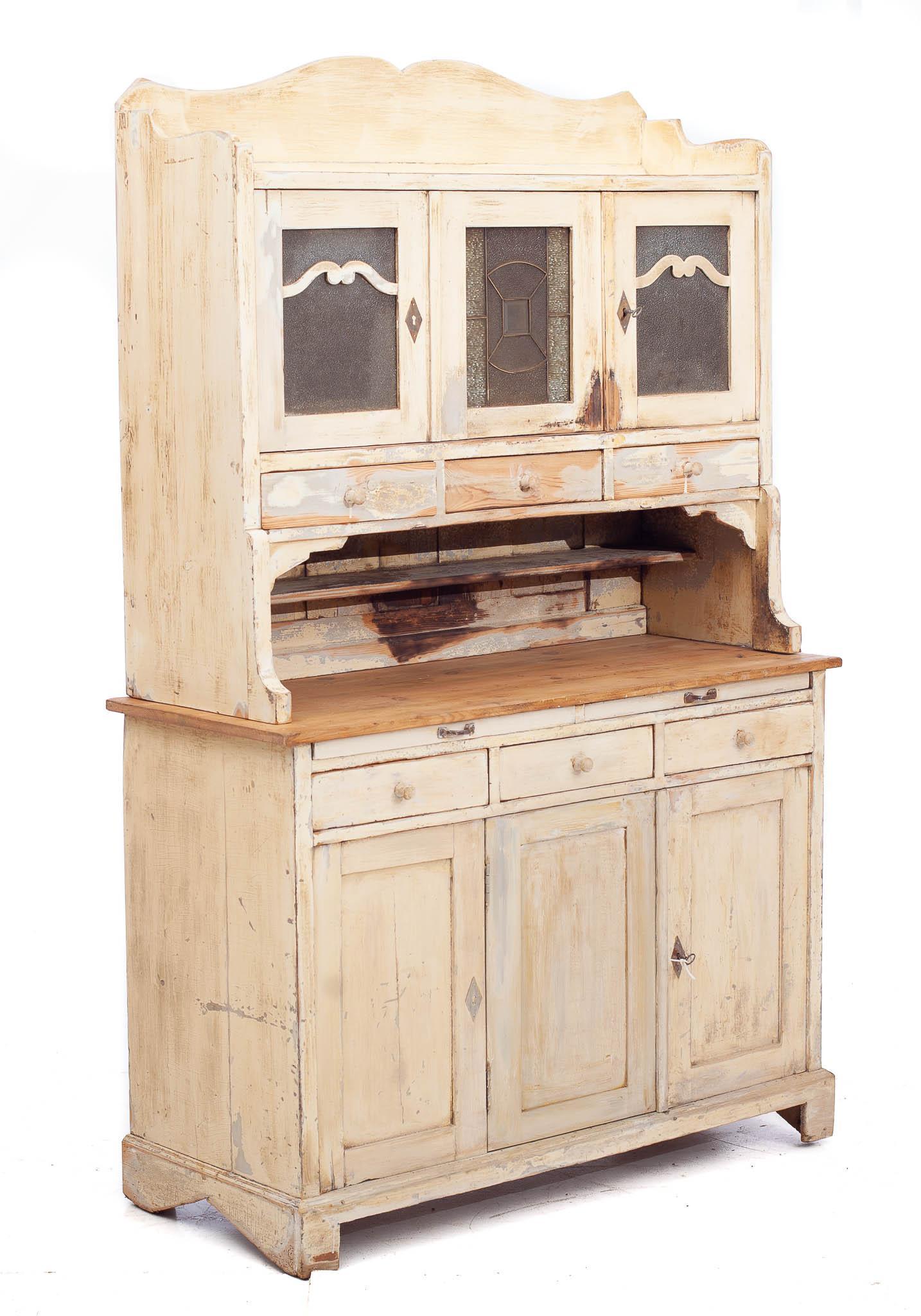 Painted Pine Sectional Cabinet: 2 keys 78.5" tall x 50.5" wide x 21" deep