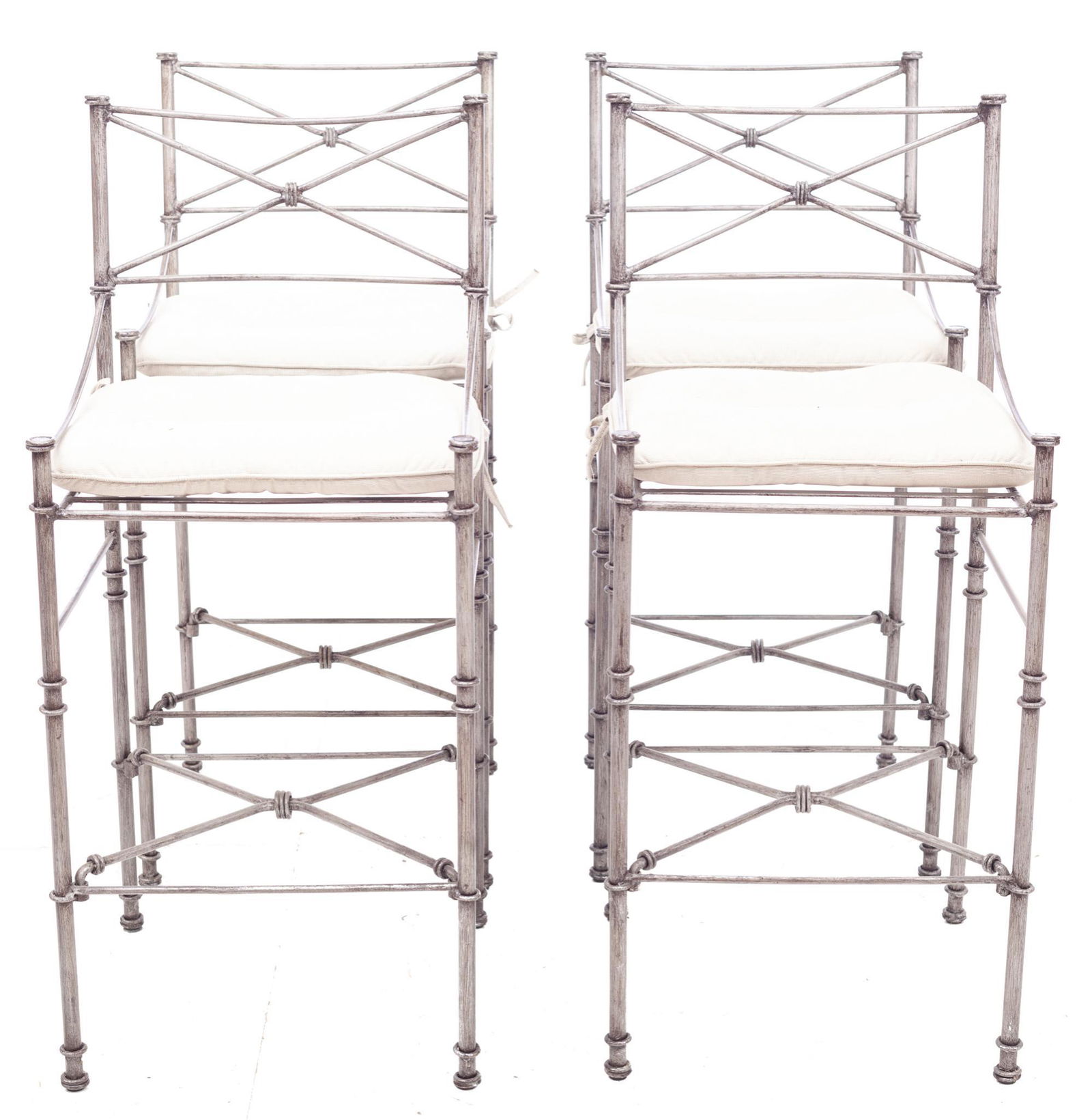 Set of 4 Iron Cross-Back Bar Stools (1 of 3)