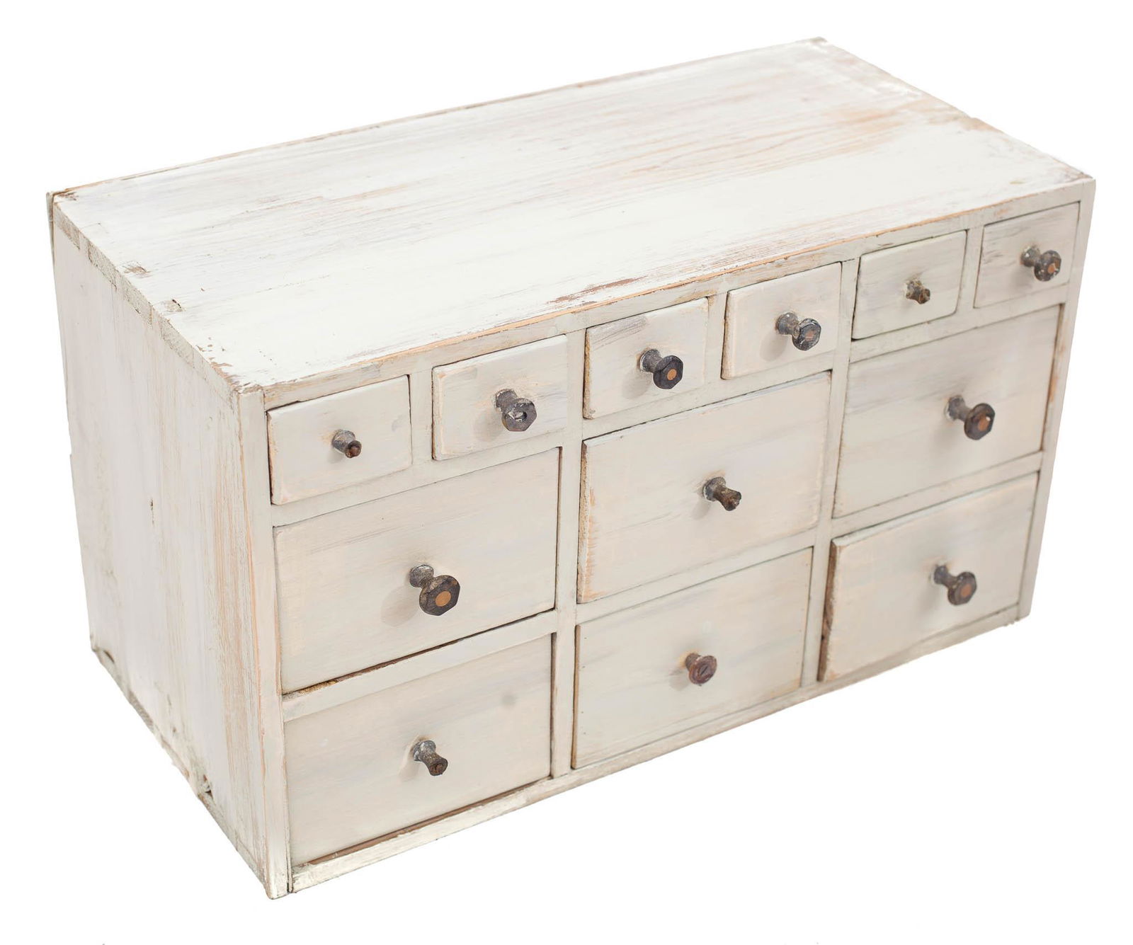 Small Painted Pine Cabinet of 12-Drawers, circa 1900 (1 of 4)