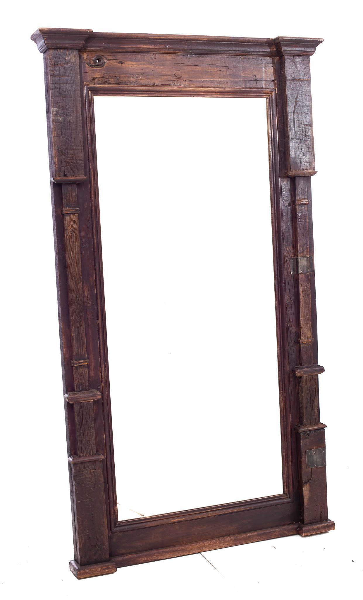 Farmhouse-Style Painted Pine Floor Mirror (1 of 2)