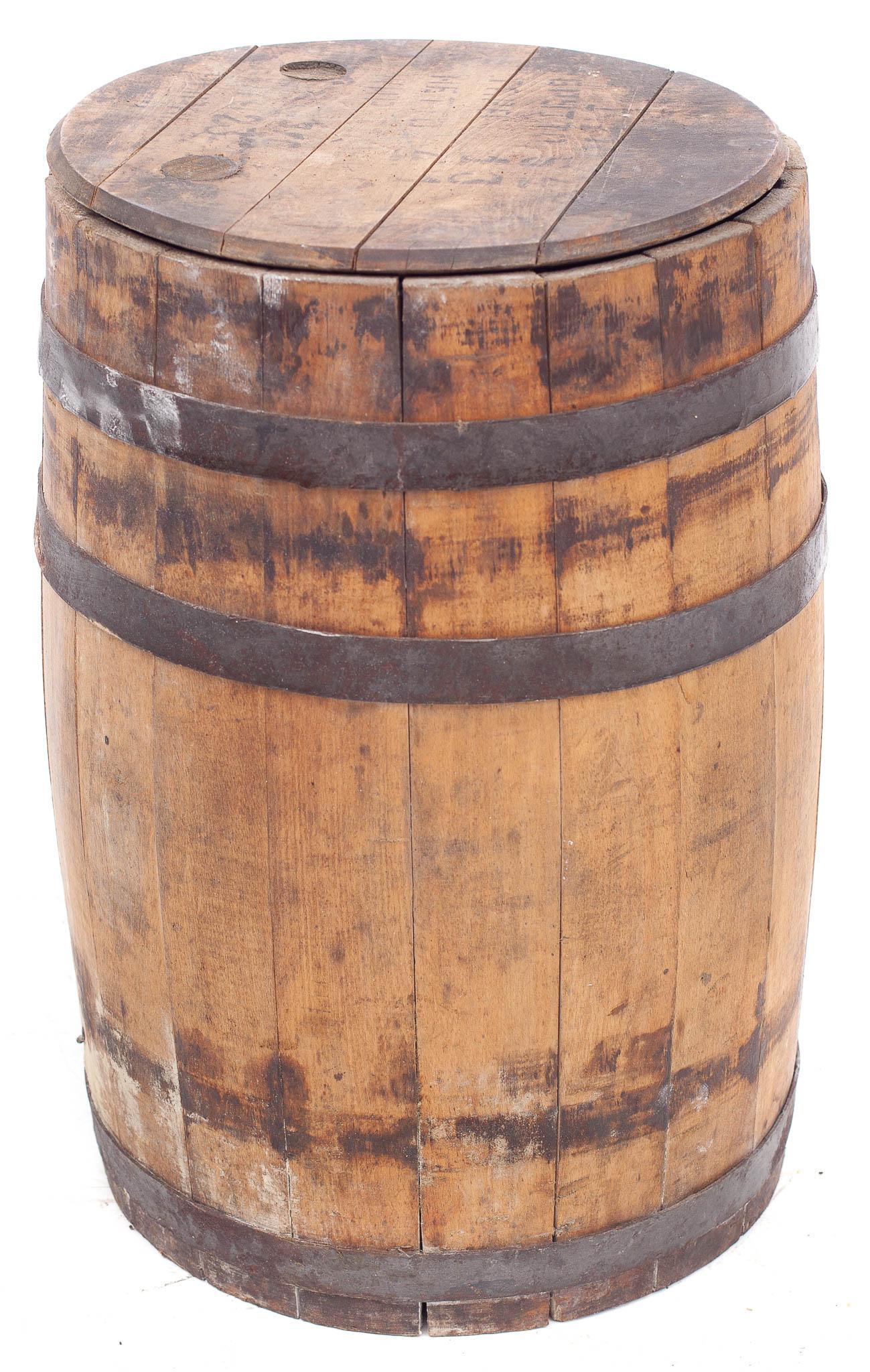 Banded Wooden Barrel, circa 1900 (1 of 3)