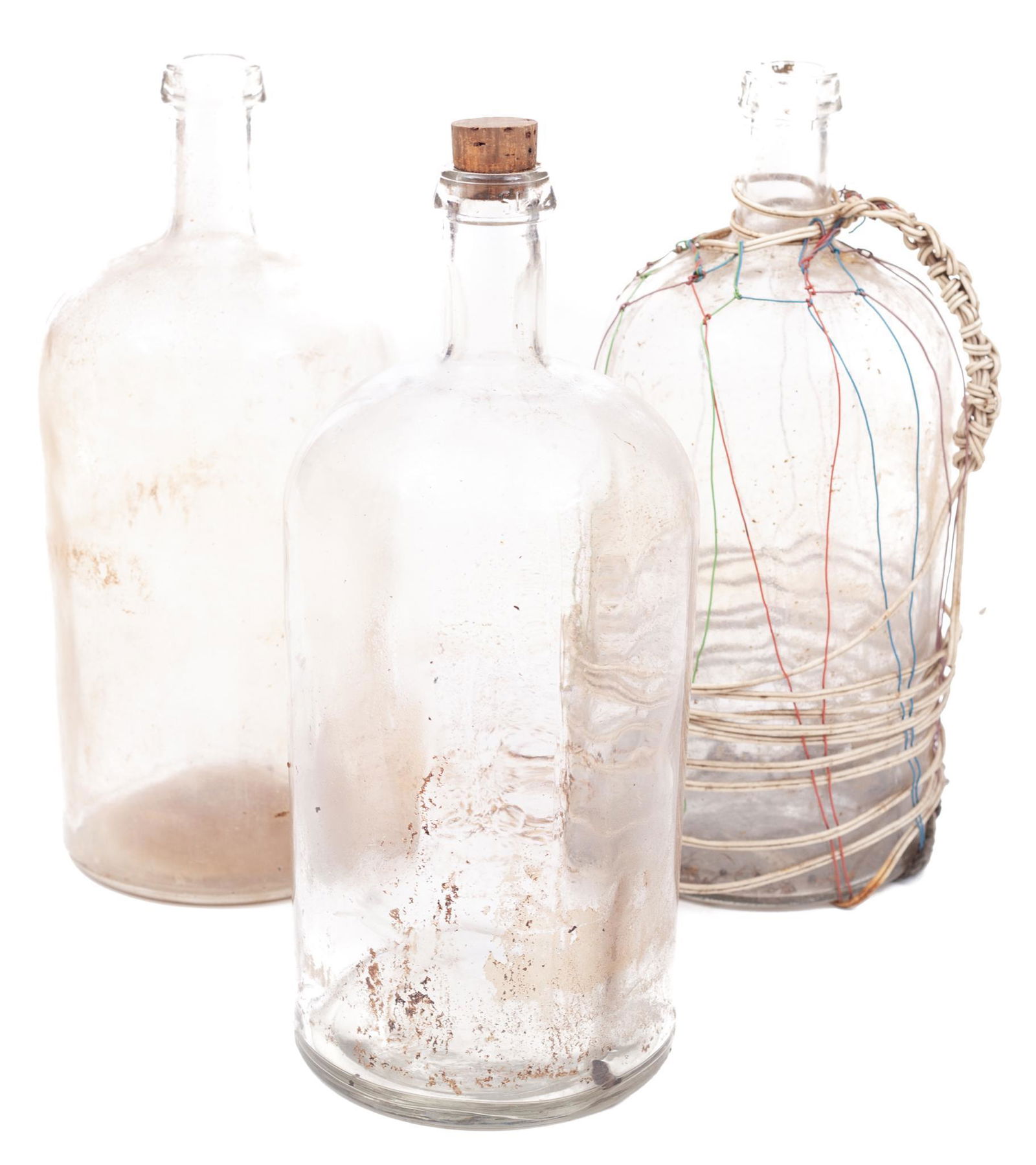 Lot of 3 Vintage Clear Glass Demijohns (1 of 2)