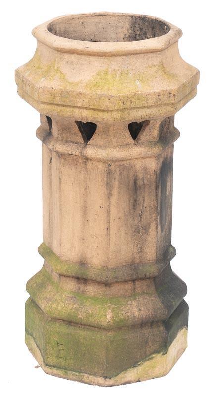 Stoneware Chimney Pot, circa 1900: With heart accents 30" tall x 16" wide