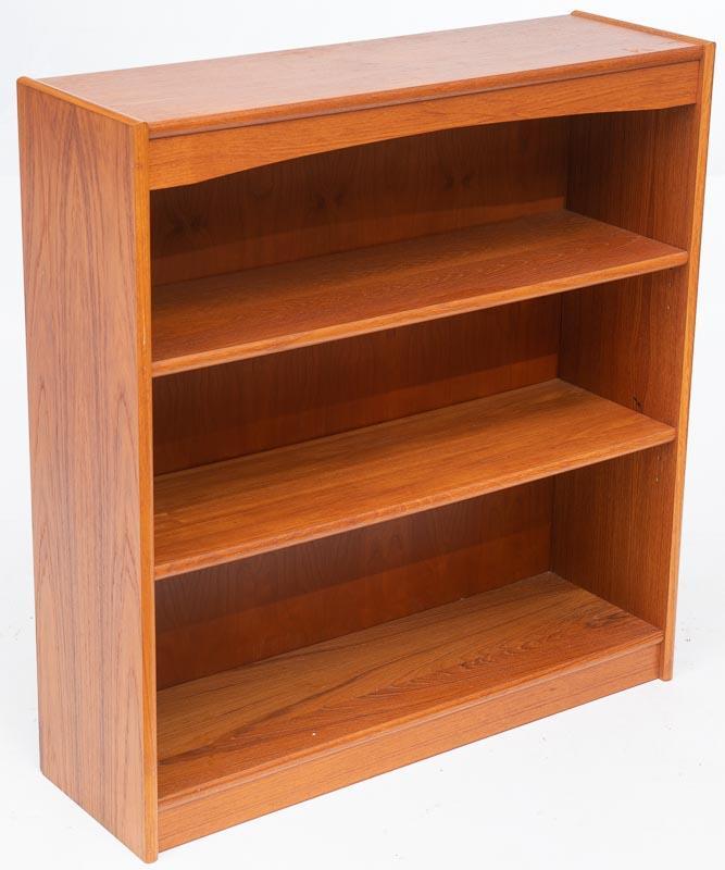 Mid-Century 3 Shelf Teak Low Bookcase: 37.5" tall x 35.5" wide x 11" deep